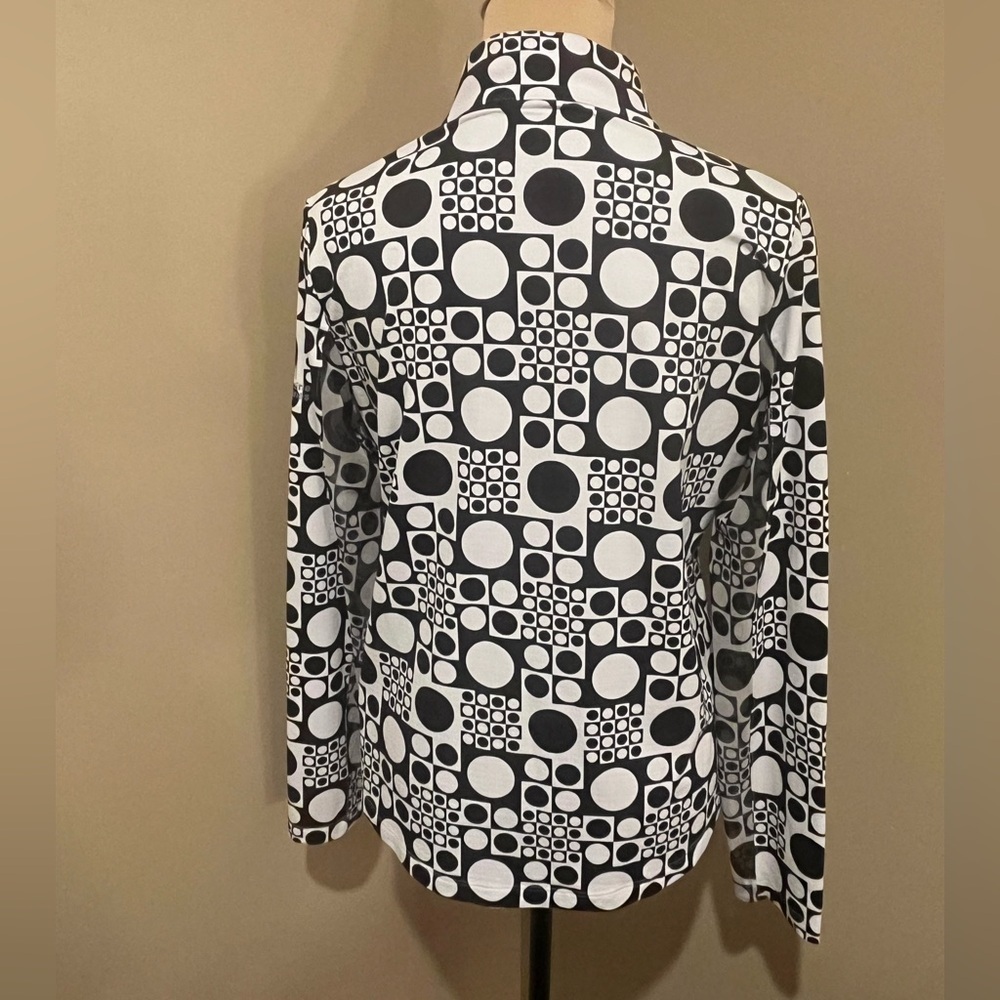 IBKUL Geometric Black and White Long Sleeve 1/4 Zip Golf, medium - Picture 3 of 10